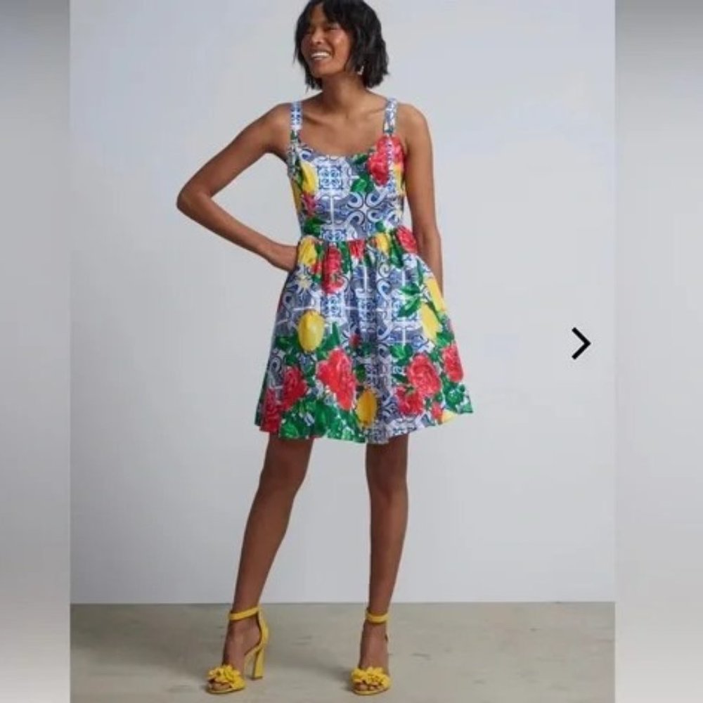 NY&Co Women's Lemon Tile-Print Flare Dress
